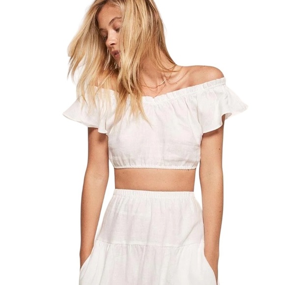 Reformation Brontë Two Piece Linen Midi Skirt Set Nwot - Picture 3 of 15